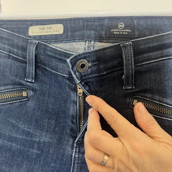 AG Adriano Goldschmied Jeans Womens 28 R Blue The Zip Skinny Zipper Stretch - Picture 8 of 16